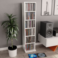 vidaXL magasfényű fehér forgácslap CD-tartó szekrény 21 x 16 x 88 cm bútor
