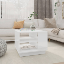 vidaXL magasfényű fehér forgácslap dohányzóasztal 55 x 55 x 43 cm bútor