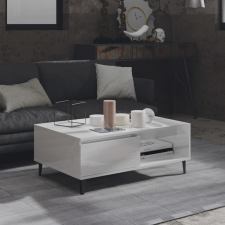 vidaXL magasfényű fehér forgácslap dohányzóasztal 90 x 60 x 35 cm bútor