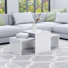 vidaXL Magasfényű fehér forgácslap dohányzóasztal szett 100x48x40 cm bútor