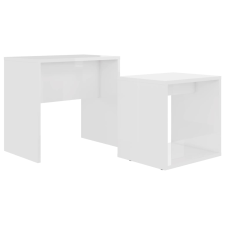 vidaXL magasfényű fehér forgácslap dohányzóasztal szett 48x30x45 cm (802891) bútor