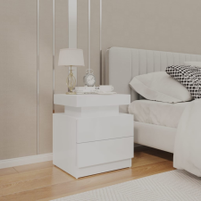 vidaXL magasfényű fehér forgácslap éjjeliszekrény 45 x 35 x 52 cm bútor