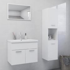 vidaXL Magasfényű fehér forgácslap fürdőszobai bútorszett fürdőszoba bútor