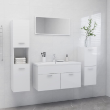 vidaXL Magasfényű fehér forgácslap fürdőszobai bútorszett fürdőszoba bútor
