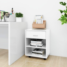 vidaXL magasfényű fehér forgácslap kerekes szekrény 46x36x59 cm bútor