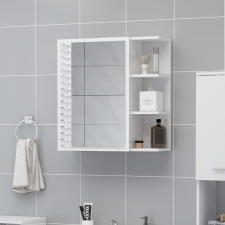 vidaXL magasfényű fehér forgácslap tükrös szekrény 62,5 x 20,5 x 64 cm fürdőszoba bútor