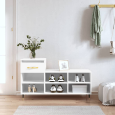 vidaXL magasfényű fehér szerelt fa cipősszekrény 102x36x60 cm bútor
