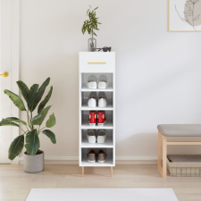 vidaXL magasfényű fehér szerelt fa cipőszekrény 30x35x105 cm bútor