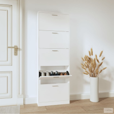 vidaXL Magasfényű fehér szerelt fa cipőszekrény 59 x 17 x 169 cm bútor