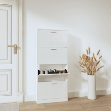 vidaXL magasfényű fehér szerelt fa cipőszekrény 59x17x150 cm bútor