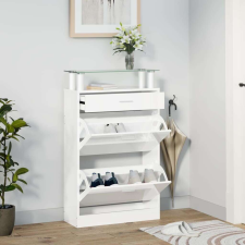 vidaXL magasfényű fehér szerelt fa cipőszekrény 63x24x104 cm bútor