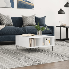 vidaXL magasfényű fehér szerelt fa dohányzóasztal 60x 60 x 30 cm bútor