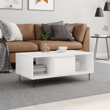 vidaXL magasfényű fehér szerelt fa dohányzóasztal 90 x 50 x 36,5 cm bútor