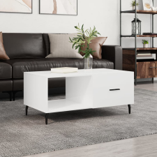 vidaXL magasfényű fehér szerelt fa dohányzóasztal 90 x 50 x 40 cm bútor