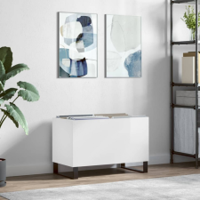 vidaXL magasfényű fehér szerelt fa hanglemezszekrény 74,5x38x48 cm bútor