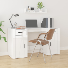 vidaXL magasfényű fehér szerelt fa íróasztal szekrénnyel íróasztal