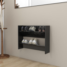 vidaXL magasfényű fekete forgácslap fali cipősszekrény 80 x 18 x 60 cm bútor