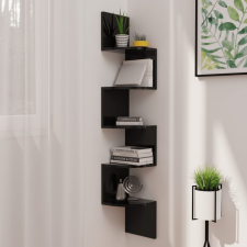 vidaXL magasfényű fekete forgácslap fali sarokpolc 19 x 19 x 123 cm bútor
