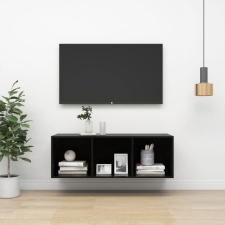 vidaXL Magasfényű fekete forgácslap fali TV-szekrény 37 x 37 x 107 cm bútor