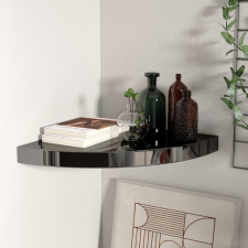 vidaXL magasfényű fekete MDF lebegő sarokpolc 35 x 35 x 3,8 cm bútor