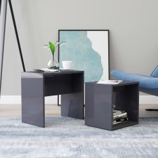 vidaXL Magasfényű szürke forgácslap dohányzóasztal szett 48x30x45 cm bútor