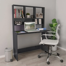  vidaXL magasfényű szürke forgácslap íróasztal polcokkal 110x45x157 cm íróasztal
