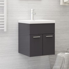 vidaXL magasfényű szürke forgácslap mosdószekrény 41 x 38,5 x 46 cm fürdőszoba bútor