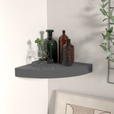 vidaXL Magasfényű szürke MDF lebegő sarokpolc 25 x 25 x 3,8 cm bútor