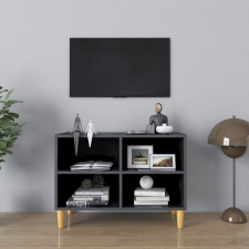 vidaXL magasfényű szürke TV-szekrény tömör falábakkal 69,5x30x50 cm bútor