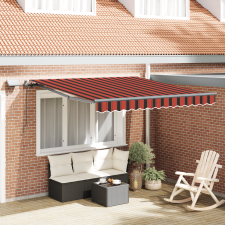 vidaXL Manuális behúzható napernyő LED világítással Narancs és Barna 300x250 cm kerti bútor