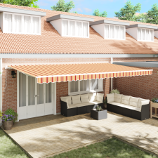 vidaXL Manuális Behúzható Napernyő Narancs és Fehér 600x300 cm kerti bútor