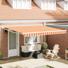 vidaXL Manuális Behúzható Napernyő Sárga és Narancs 400x300 cm kerti bútor