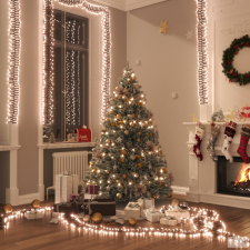 vidaXL Meleg fehér fényű fürtös PVC LED-szalag 3000 LED-del 23 m karácsonyfa izzósor