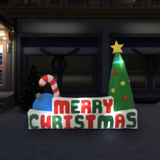 vidaXL Merry Christmas LED-es felfújható karácsonyi dísz 240 x 188 cm karácsonyfa izzósor