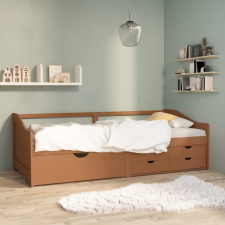 vidaXL mézbarna 3-személyes tömör fenyőfa kanapéágy fiókokkal 90x200cm ágy és ágykellék