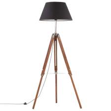 vidaXL mézbarna-fekete háromlábú tömör tíkfa állólámpa 141 cm világítás