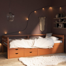 vidaXL mézbarna fenyőfa ágykeret fiókokkal és szekrénnyel 90 x 200 cm ágy és ágykellék