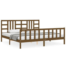 vidaXL mézbarna tömör fa ágykeret fejtámlával 200 x 200 cm (3191994) ágy és ágykellék