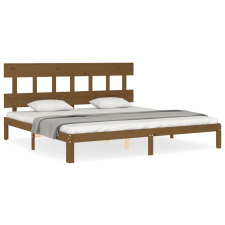 vidaXL mézbarna tömör fa ágykeret fejtámlával 200 x 200 cm (3193619) ágy és ágykellék