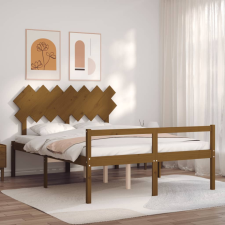 vidaXL mézbarna tömör fa ágykeret fejtámlával 5FT King Size ágy és ágykellék