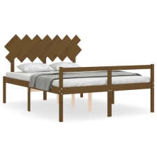 vidaXL mézbarna tömör fa ágykeret fejtámlával King Size (3195554) ágy és ágykellék