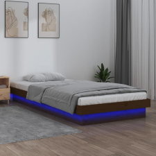 vidaXL mézbarna tömör fa ágykeret LED világítással 100 x 200 cm ágy és ágykellék