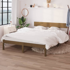 vidaXL Mézbarna tömör fenyőfa ágykeret 120 x 200 cm ágy és ágykellék
