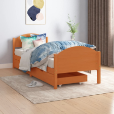 vidaXL mézbarna tömör fenyőfa ágykeret 2 fiókkal 90 x 200 cm ágy és ágykellék