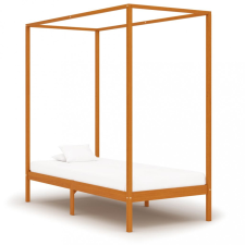 vidaXL Mézbarna tömör fenyőfa baldachinos ágykeret 100 x 200 cm ágy és ágykellék
