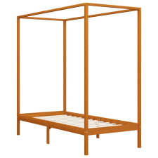 vidaXL mézbarna tömör fenyőfa baldachinos ágykeret 100 x 200 cm  (283257) ágy és ágykellék