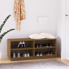 vidaXL mézbarna tömör fenyőfa cipőszekrény 110 x 34 x 45 cm bútor
