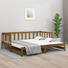 vidaXL Mézbarna tömör fenyőfa kihúzható kanapéágy 2 x (80 x 200) cm ágy és ágykellék