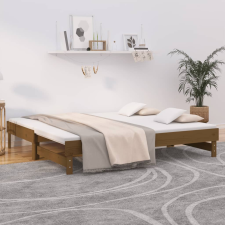 vidaXL mézbarna tömör fenyőfa kihúzható kanapéágy 2x(75x190) cm ágy és ágykellék