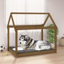 vidaXL Mézbarna tömör fenyőfa kutyaágy 111x80x100 cm szállítóbox, fekhely kutyáknak